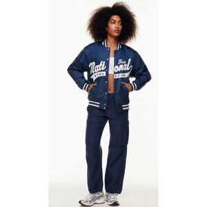 Aritzia TNA Team National Athletics Stadium Jacket Blue White Small